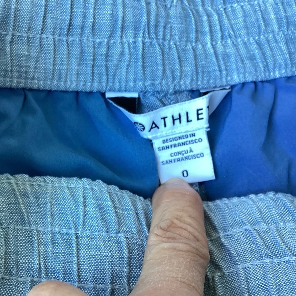Athleta Retreat Blue Chambray Linen Jogger Pants Womens Zip Pockets 54023 Size 0 - Picture 4 of 5
